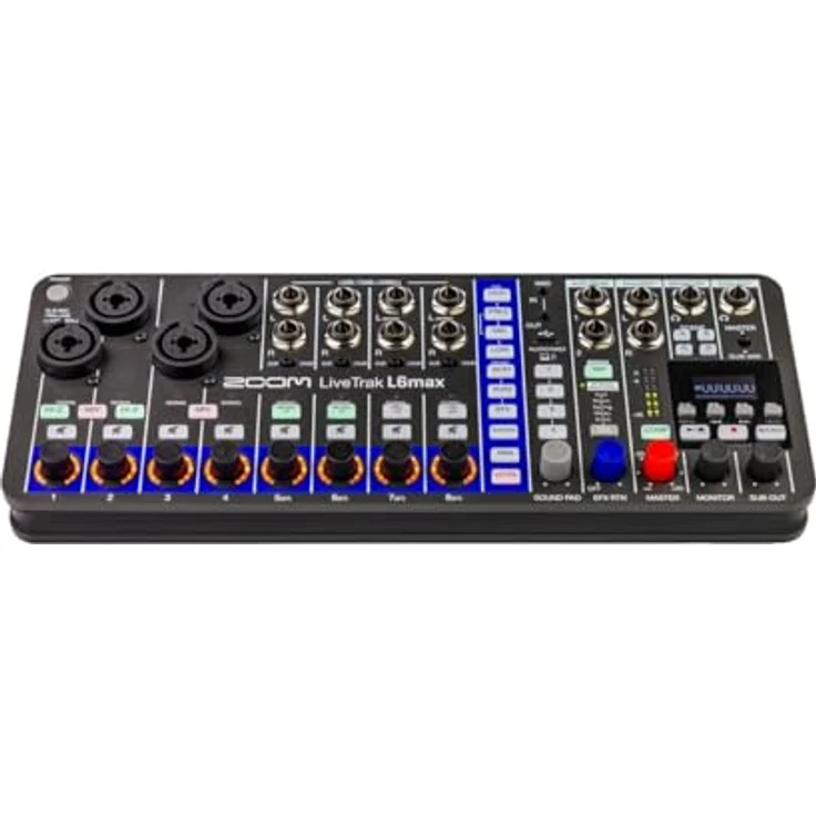 Zoom LiveTrak L-6max, tragbarer 12-Spur-Digitalmixer mit KI Noise Reduction, OLED-Display, XLR-TRS, für Bands und Live-Streaming – Bild 2
