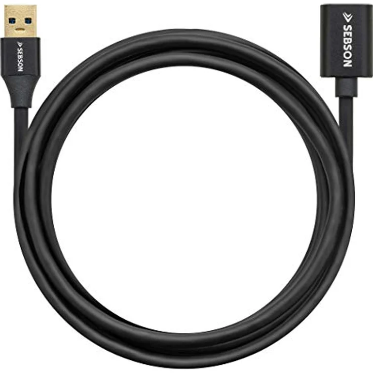 SEBSON USB Verlängerung 2m, A Stecker auf A Buchse, USB 3.0 Datenkabel mit 5 Gbit/s, schwarz – Bild 4