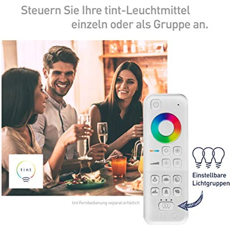 tint Smarte Outdoor LED-Leuchtkugel CALLUNA Weiß – Steuerbar per Alexa oder Fernbedienung – Mit weißem (1800-6500 K) und farbigem Licht RGB – Spritzwassergeschützt (IP44) – Ø 35 cm – Bild 4