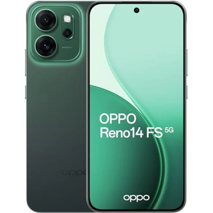 OPPO Reno14 FS 5G (512 GB, Luminous Green, 6.57", Dual SIM, 5G), Smartphone, Grün – Bild 1