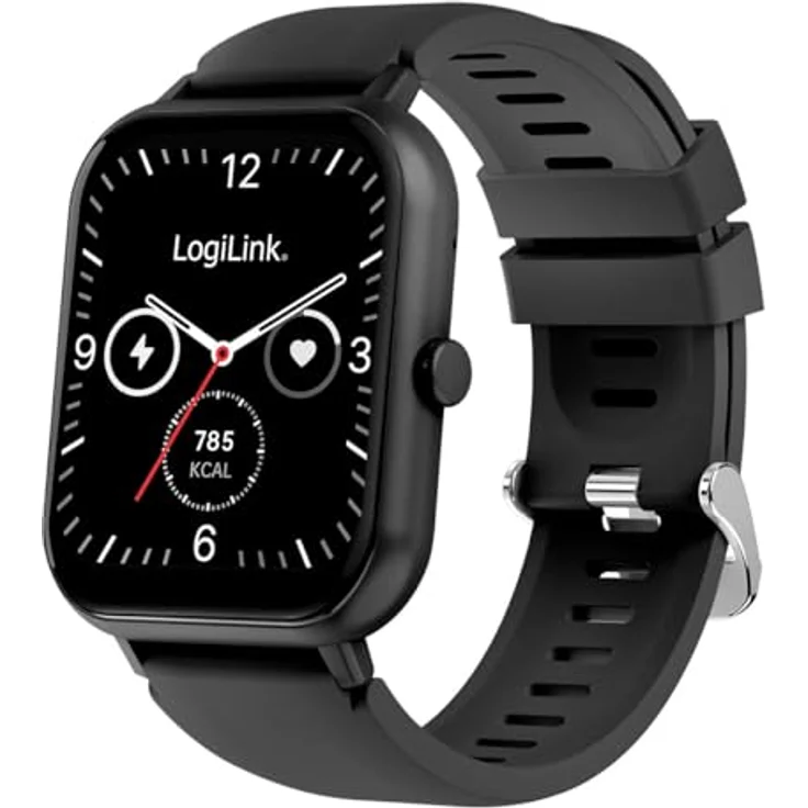 LogiLink Edge Smartwatch, 1,83 Zoll Touchscreen, IP68 wasserdicht, Bluetooth 5.2, Herzfrequenzüberwachung, personalisierbares Zifferblatt – Bild 2