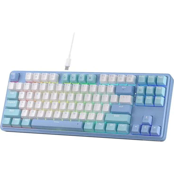 REDRAGON K707WBB-RGB StarBlade, Gaming Tastatur 80% mit RGB-Hintergrundbeleuchtung, Hot-swappable mechanischen Schaltern, Englisch (US), Blau – Bild 1