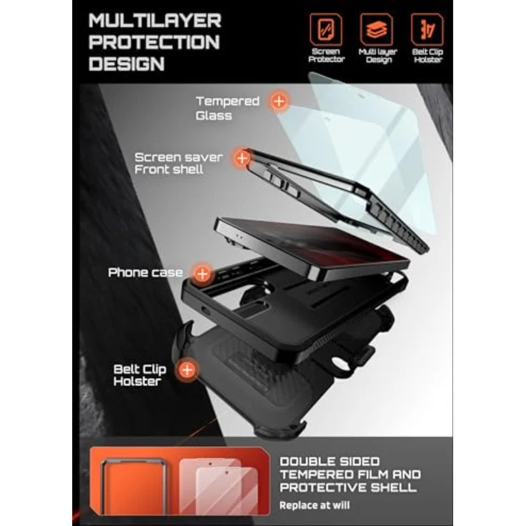 SUPCASE UBPro für Samsung Galaxy S26 Ultra, Outdoor Hülle mit 2 Vorderseiten (mit/ohne Displayschutz), Gürtelclip und Ständer, Schwarz – Bild 5