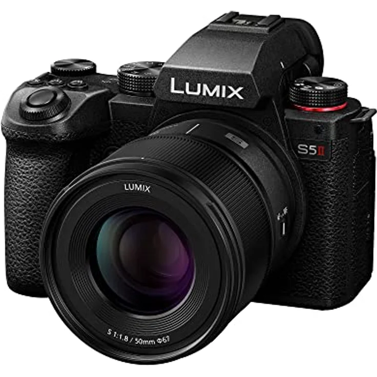 Panasonic LUMIX DC-S5 II, Vollformat-Kameragehäuse mit 50-mm-F1,8-Objektiv, 4K 60p und 6K 30p, Flip-Screen, WLAN, Hybrid-Phasen-AF, Active is, Schwarz – Bild 1