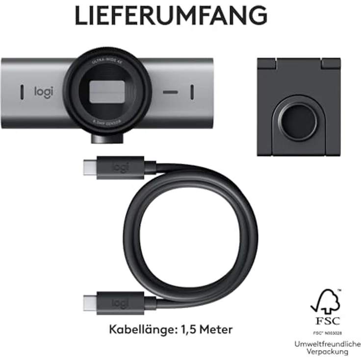 Logitech MX Brio 705 for Business (8.50 Mpx), Webcam, Grau – Bild 9