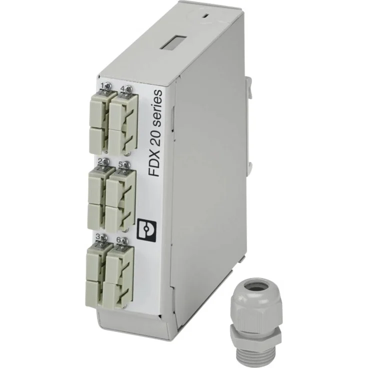 Phoenix Contact FOC-FDX20-PP-SCD6-OM2-PT9, LWL-Spleißbox für Tragschienenmodul, IP20 Schutzart, graues Metallgehäuse