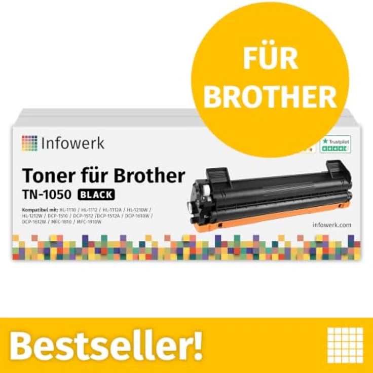 Infowerk TN1050 Tonerpatrone, kompatibel für Brother Drucker, schwarz, 3-Stück Packung, ca. 1.000 Seiten Leistung – Bild 2