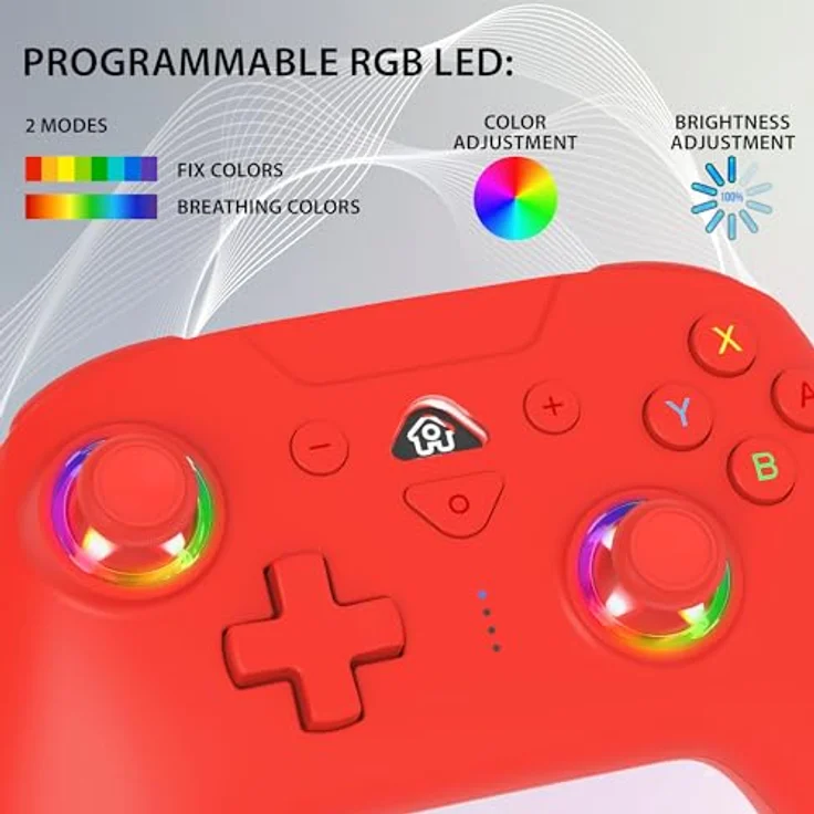 SUBSONIC - Wireless Controller für Switch und Switch OLED - Rot, mit LED, Vibration und 6-Achsen-Gyro – Bild 5