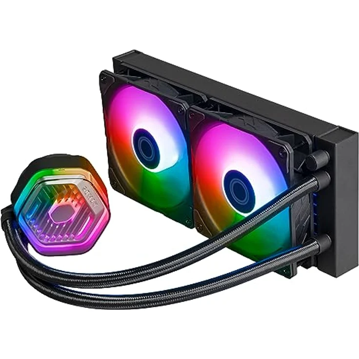 Cooler Master MasterLiquid Atmos 240 Black CPU-Wasserkühler – AIO-Wasserkühlung, Doppelkammerpumpe, vorinstallierte Sickleflow 120 Edge-Lüfter, adressierbares Gen 2 RGB, LGA1700- & AM5 – Schwarz – Bild 4
