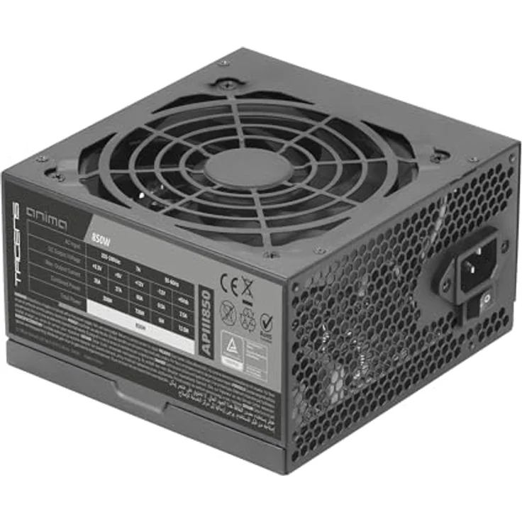 Tacens Anima APIII850, PC-Netzteil ATX 850W mit 85% Bronze-Effizienz, ultrasilent 12cm Lüfter, extralange Flachkabel, Schwarz – Bild 1