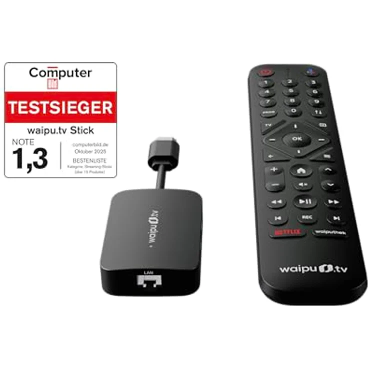 waipu.tv waipu.tv Stick (2. Generation) | 4K HDR Streaming mit Dolby Atmos, Fernbedienung mit Beleuchtung, 3 Monate Zugang zu 300 TV-Sendern & 40.000 Filmen und Serien – Bild 2