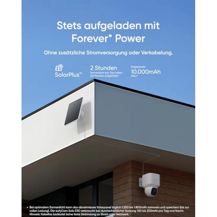 eufy Security eufyCam Solo E30 Solar Überwachungskamera Aussen 360° Schwenk KI-Tracking 2K-Qualität kabellos Outdoor Sicherheitskamera Schwarz – Bild 5