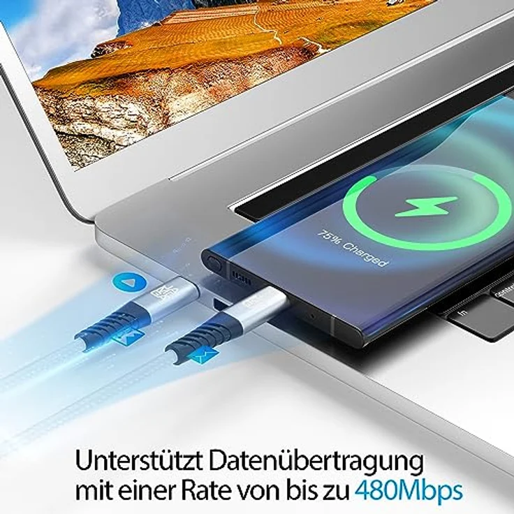 JAMEGA USB Typ C Kabel Weiß 0,5m | Fast Charge Sync | Kompatibel mit iPhone 15 Pro Max iPad Pro Air Samsung Macbook Tablets Huawei – Bild 2