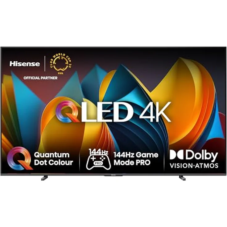 Hisense 100E7NQ 254 cm (100 Zoll) Fernseher, 4K UHD, QLED, HDR10, Dolby Vision Atmos, Game Mode Pro, Schwarz [2024] – Bild 1