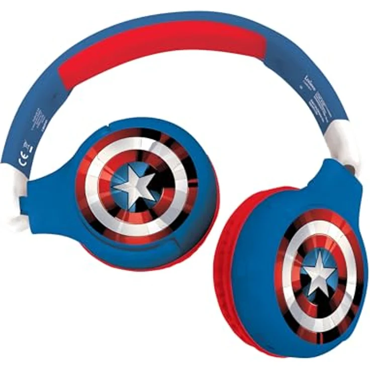 Lexibook Avengers HPBT010AVLXB, Bluetooth-Kopfhörer in rot/blau, schallbegrenzt auf 85 dB, integriertes Mikrofon, bis zu 12 Stunden Akkulaufzeit – Bild 1