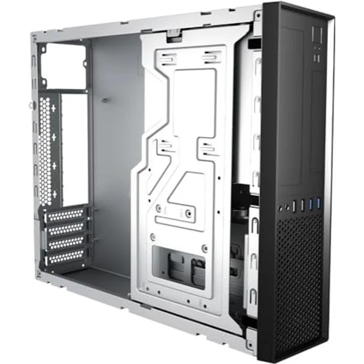 UNYKAch Slim UK3001 PC-Tower-Gehäuse, Micro-ATX, Schwarz, 4x USB-Anschlüsse, platzsparendes Design, sicherheitszertifiziert – Bild 4