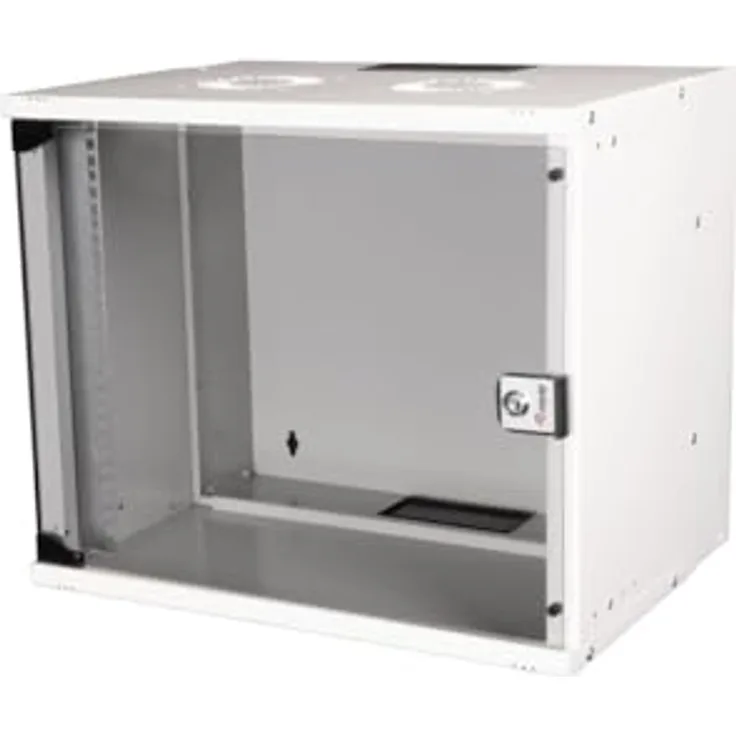 Equip Wandgehäuse 19" 09U 540x400mm grau - Netzwerkschrank mit gehärteter Glasfronttür
