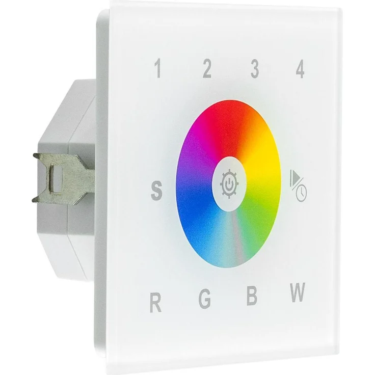 EVN DMX Wand-Control-Panel, Lichtsteuerung für bis zu 4 Zonen, Touch-Farbrad für Farbwechsel, Montage in Schalterdosen