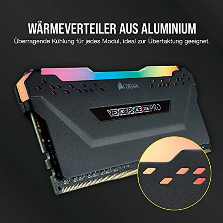 Corsair Vengeance RGB PRO 32GB (4x8GB) DDR4 3200MHz C16 XMP 2.0 Enthusiast RGB LED-Beleuchtung Speicherkit - schwarz - Preisvergleich – Bild 5