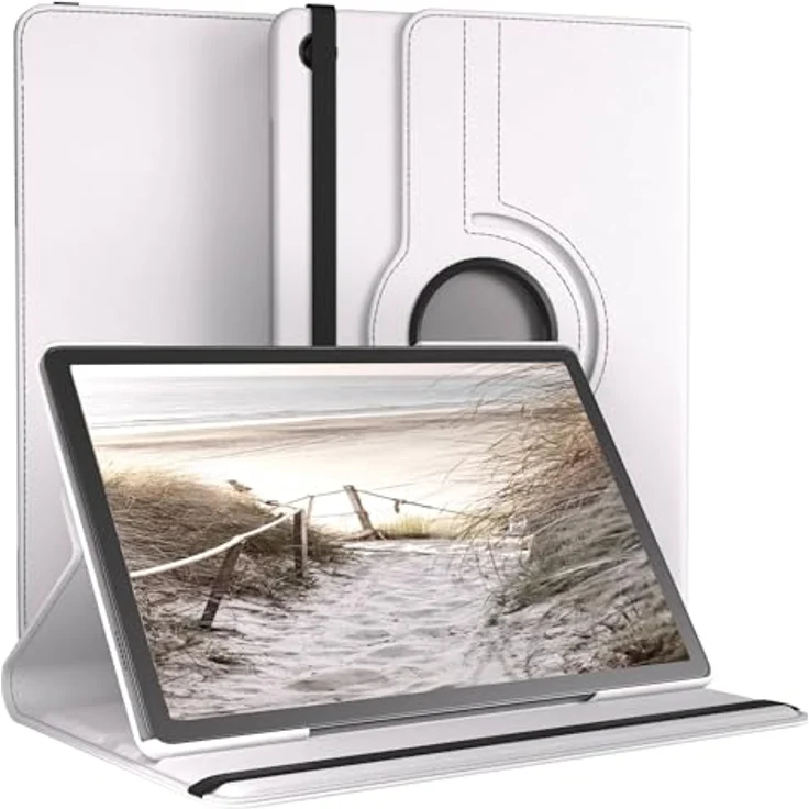 EAZY CASE Tablet Hülle für Samsung Galaxy Tab A11 Plus, 11 Zoll Schutzhülle mit 360° Drehfunktion und Standfunktion, Kunstleder Weiß – Bild 1