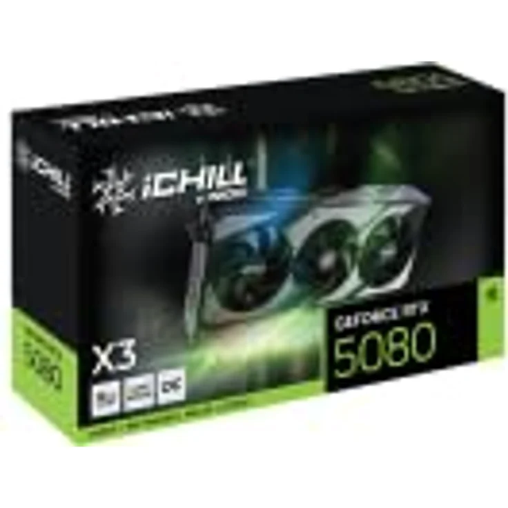 Inno 3D GeForce RTX 5080 iChill Frostbite, 16GB GDDR7-RAM, PCIe x16, HDMI 2.1, DisplayPort 2.1, NVIDIA G-Sync, kompakter Formfaktor – Bild 1