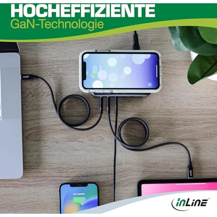 InLine® Qi Powerstation Multiport, 6-Port Netzteil & Ladegerät mit 100W, Wireless Charging, Schwarz – Bild 3