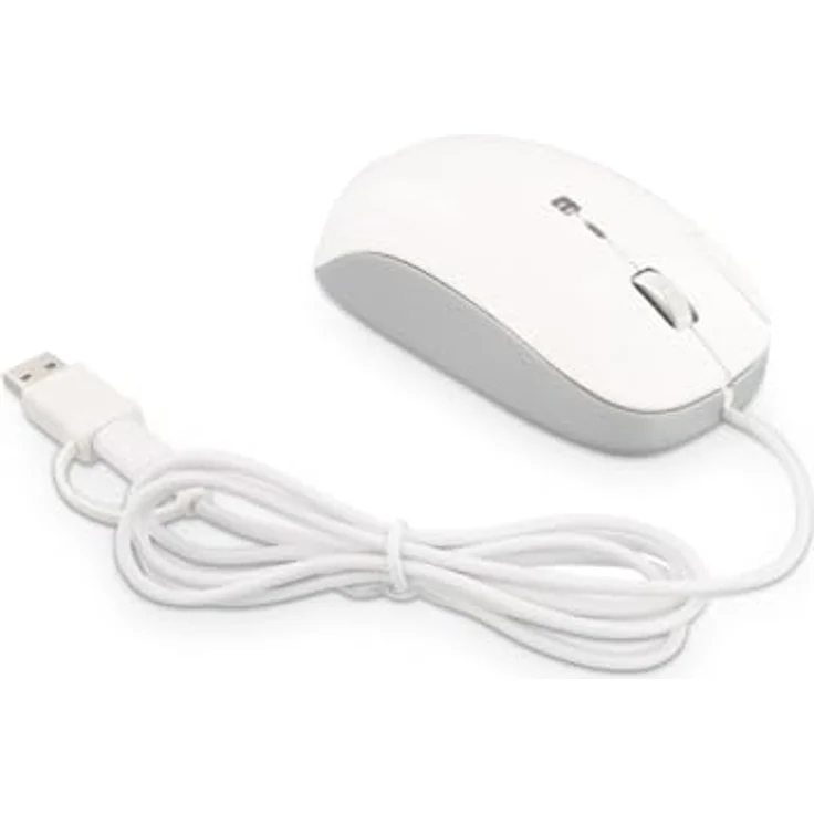 LMP Elite Pro Mouse Ergonomische 3-Tasten-Maus mit 2-in-1-Kabel USB-C und USB-A – Silber und Weiß – Bild 3