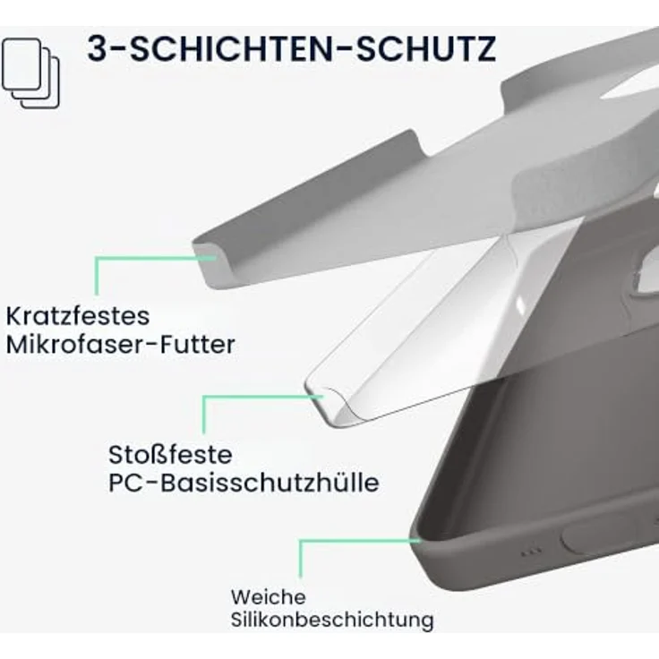 kwmobile Handyhülle für iPhone 14, Silikon Case in Stone Dust - Anti-Rutsch, kabelloses Laden, stoßfest – Bild 4