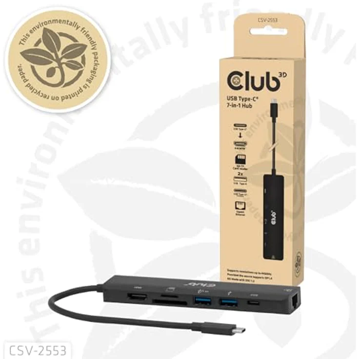 club3D CSV-2553, USB-C® Dockingstation mit 7 Ports, HDMI™, 2x USB-A, Gigabit Ethernet und integriertem Kartenleser, Power Delivery bis 100W – Bild 8