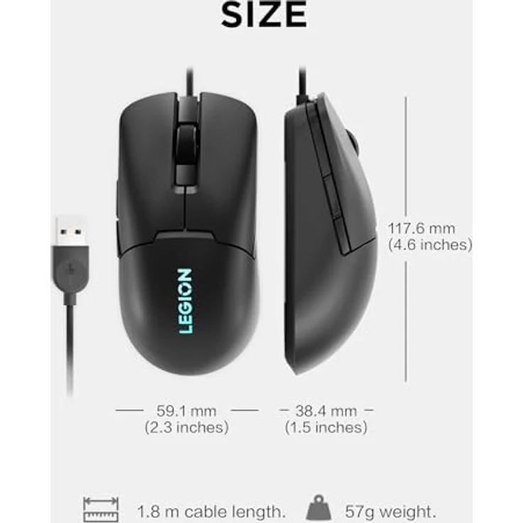 Lenovo Legion KM310 RGB Gaming Combo, Hintergrundbeleuchtete Tastatur und Maus, Full Size, USB, QWERTY, Englisch (US), Schwarz – Bild 6