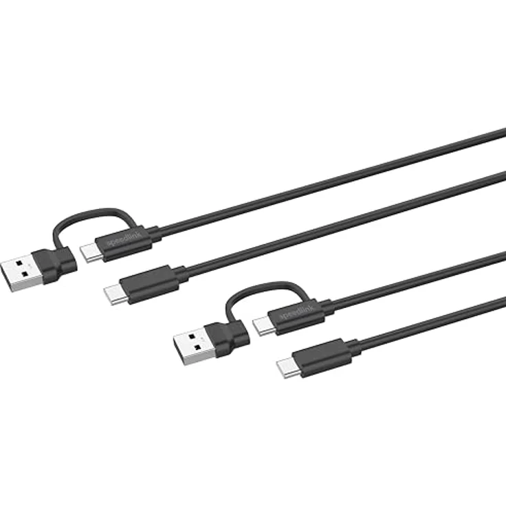 Speedlink STREAM Play & Charge USB-C/A auf USB-C Kabel Set, schwarz - Flexibles Laden für PS5, Xbox und Switch Controller, kompatibel mit Smartphones und Tablets – Bild 1