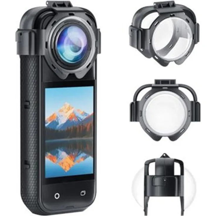 Puluz Lens Covers Snap-On für Insta360 X5, langlebige PC und 9H gehärtetes Glas, kratzfest und wasserabweisend