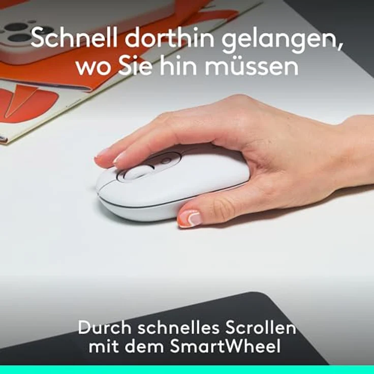 Logitech POP Mouse, kabellose Bluetooth-Maus mit Easy-Switch und leisen Klicks - Grauweiß – Bild 3
