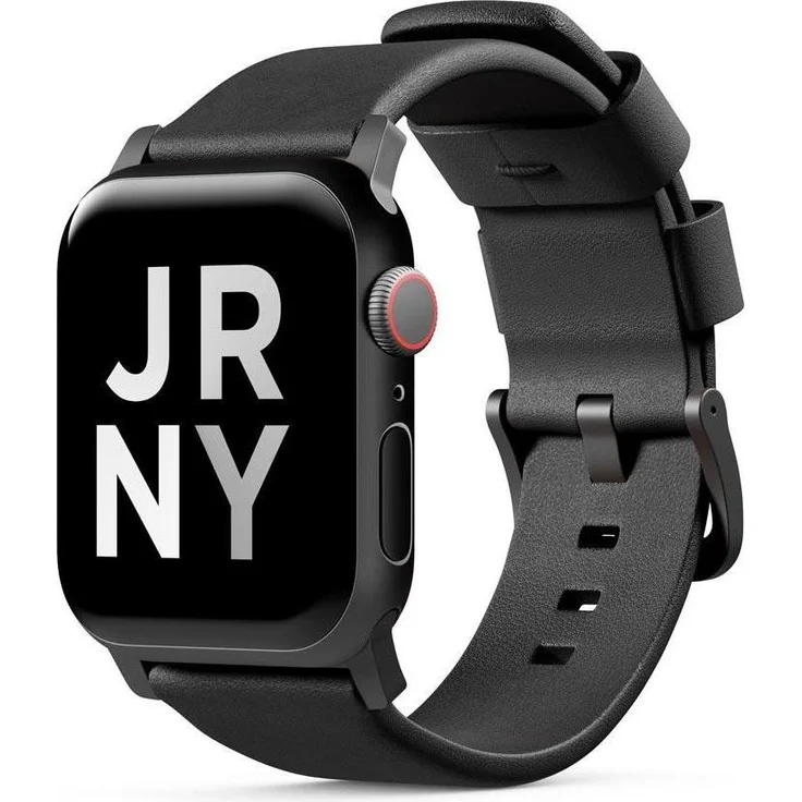 Alogic J01AWBBL, Uhrenarmband aus vollnarbigem Leder, 23 mm, schwarz, wasserdicht und robust, kompatibel mit Apple Watch Serien 1-7