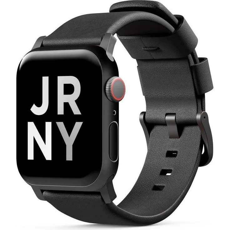 Alogic J01AWBBL, Uhrenarmband aus vollnarbigem Leder, 23 mm, schwarz, wasserdicht und robust, kompatibel mit Apple Watch Serien 1-7
