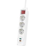 Hama Steckdosenleiste, 3-fach, mit USB-A und USB-C-Buchse (PD/Quick Charge, max. 18W, 5in1 Mehrfachsteckdose mit Schalter, Schutzkontaktstecker, Buchsen inkl. Berührungsschutz, 1,4m) weiß