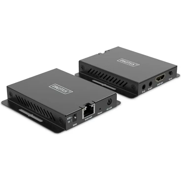 Digitus HDMI Extender Set, 4K/120Hz bis 40 m, KVM Switch mit bi-direktionaler IR-Übertragung, Schwarz