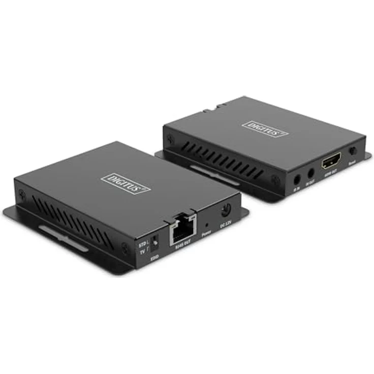 Digitus HDMI Extender Set, 4K/120Hz bis 40 m, KVM Switch mit bi-direktionaler IR-Übertragung, Schwarz – Bild 1