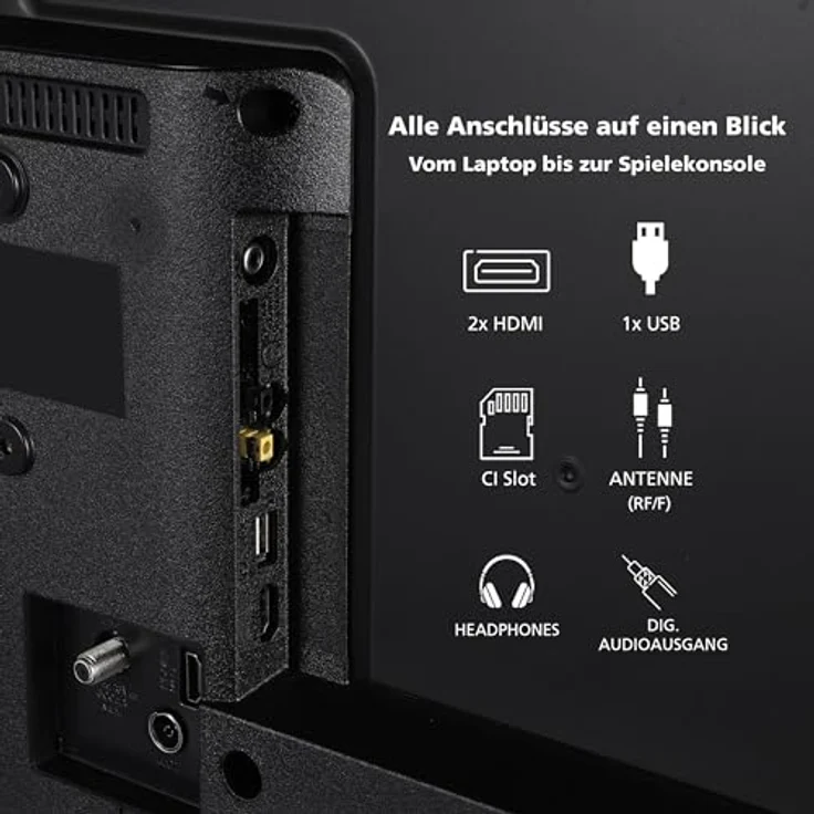 JVC LT-32VH4355 32 Zoll Fernseher (HD-Ready, LED TV, Triple-Tuner, HDMI, USB) schwarz [2024] – Bild 3