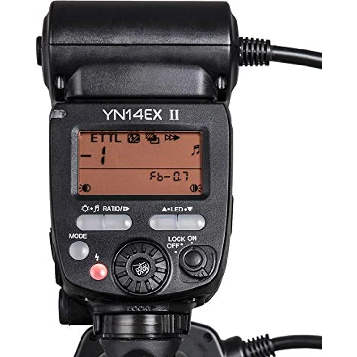 YONGNUO YN14EX II Makro-Ringblitz für Canon DSLR-Kameras, mit Adapterringen und Farbtemperaturfilter, Blitzschuhhalterung, unterstützt M, TTL-Blitz – Bild 4