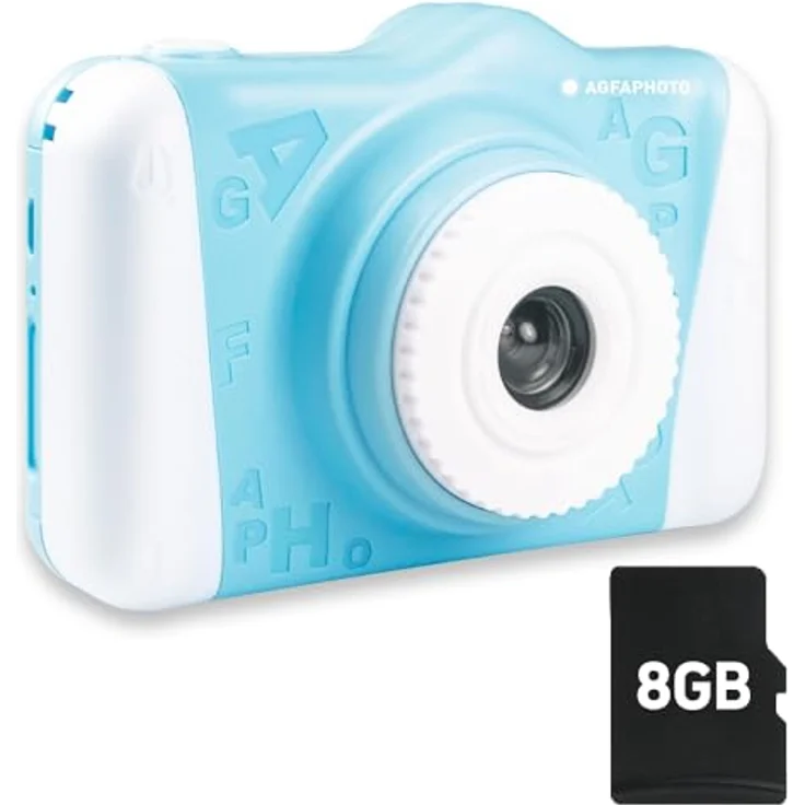 AgfaPhoto Realikids Cam 2 Digitalkamera für Kinder, 3,5 Zoll LCD-Bildschirm, Fotofilter, Selfiemodus, Lithiumbatterie (Blau) – Bild 1