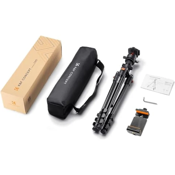K&F Concept Tripod BI234M, Aluminium Dreibeinstativ mit 160 cm max. Arbeitshöhe und 8 kg Tragfähigkeit – Bild 3