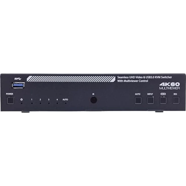 InLine KVM Switch 4-fach, HDMI, 4K@60Hz, Multiviewer mit USB Hub, schwarz – Bild 4