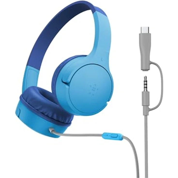 Belkin SoundForm AUD010hqBL, kabelgebundene On-Ear Kopfhörer für Kinder, blau – Bild 1
