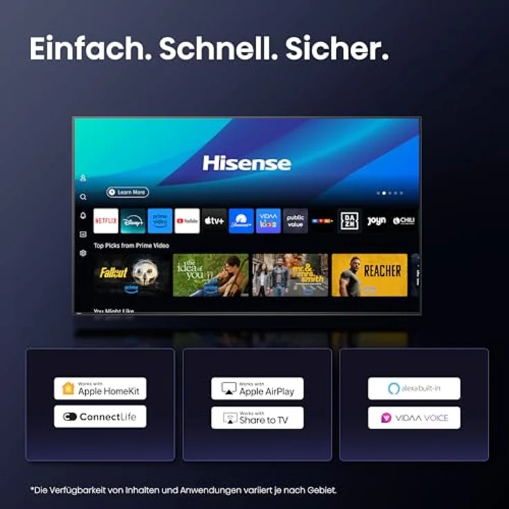 Hisense 100E7Q Pro 100" UHD QLED TV, 144Hz, Dolby Atmos, AI-Upscaling, Gaming-Modus, VIDAA Smart-TV – Bild 10