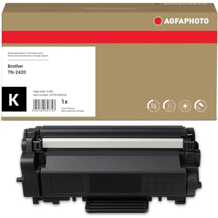 AgfaPhoto Toner TN2420, Kompatible Tonerkartusche für Brother, 3000 Seiten, schwarz – Bild 1