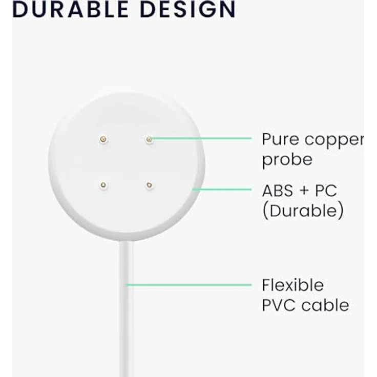 kwmobile USB C Ladekabel für Google Pixel Watch 3 / Pixel Watch 2 / Fitbit Versa 4 3 2 / Ace LTE – 100 cm, weiß, schnelles & stabiles Aufladen, Ersatzkabel für Fitness Tracker – Bild 4