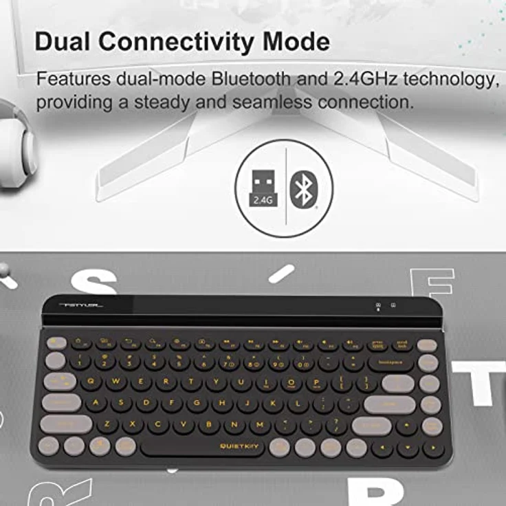 Bloody FBK30 QuietKey 2.4G Kabellose Tastatur und Bluetooth Dual-Modus, bis zu 4 Geräte, tragbar mit integrierter Unterstützung für Mac iOS, Windows Android (Schwarze Johannisbeere) – Bild 2