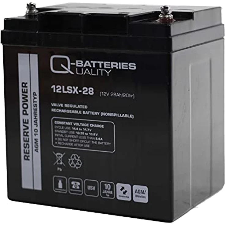 Q-Batteries 12LSX-28 12V 28Ah Blei-Vlies-Akku / AGM 10 Jahre – Bild 2