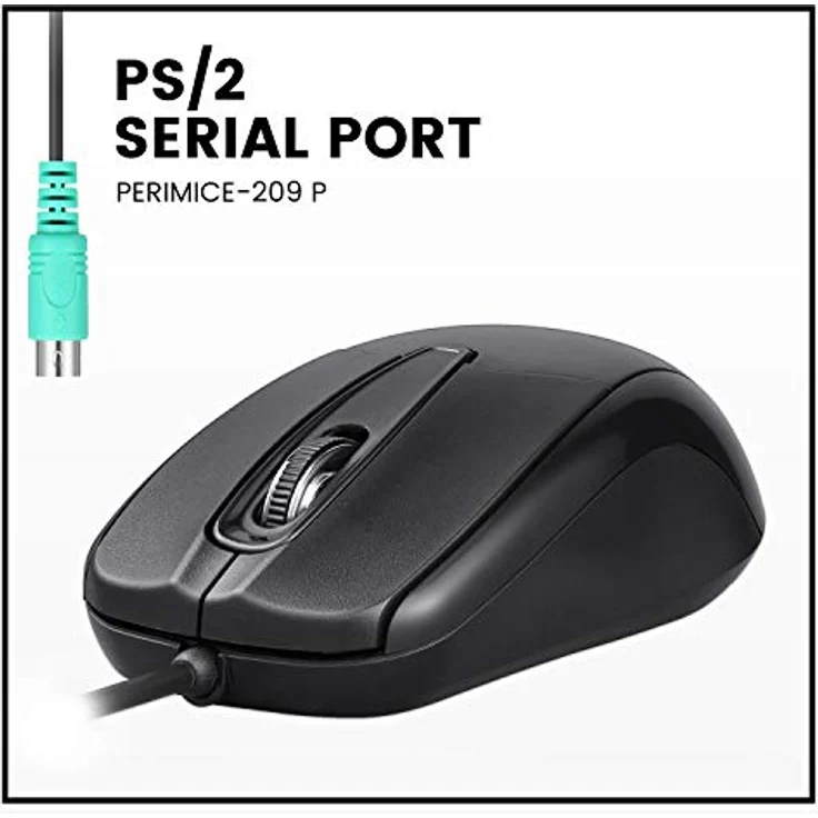 Perixx Perimice-209 P Kabelgebundene PS2-Maus mit 1000 DPI, Schwarz – Bild 2